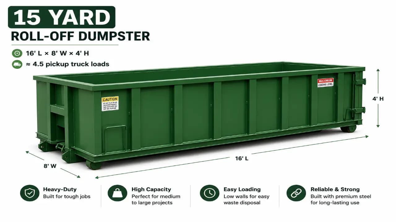 15-yard roll-off dumpster