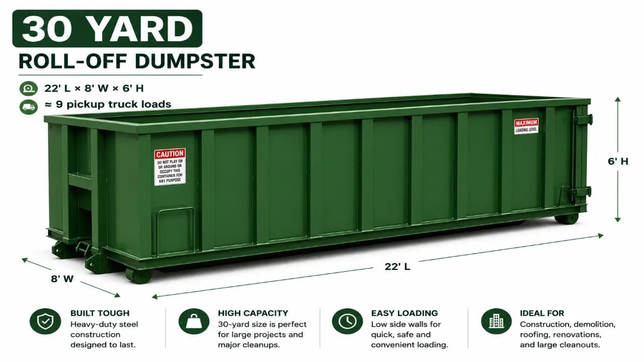 30-yard roll-off dumpster