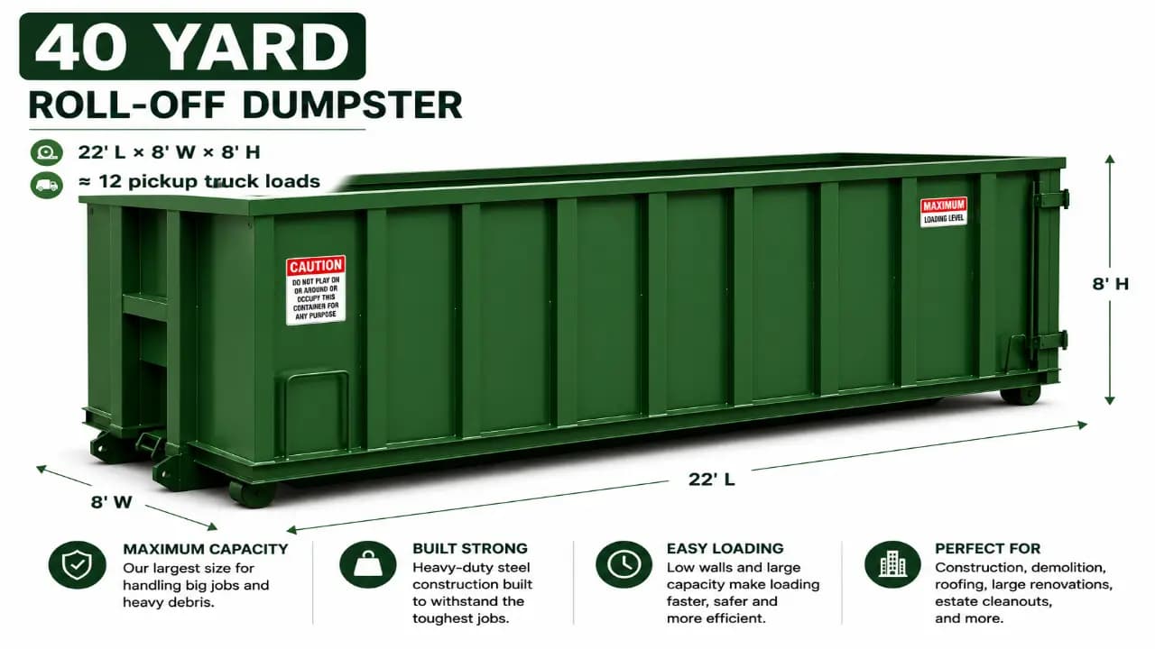40-yard roll-off dumpster